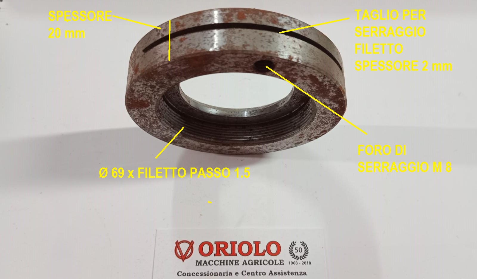 GHIERA DI FISSAGGIO SEP RIMORCHI MOTOAGRICOLE  DIAM FILETTO INT 69  mm  PASSO 1.5